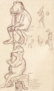 2024 - Frog Sculptures in Boston Common, Sketches of Baseball Players 